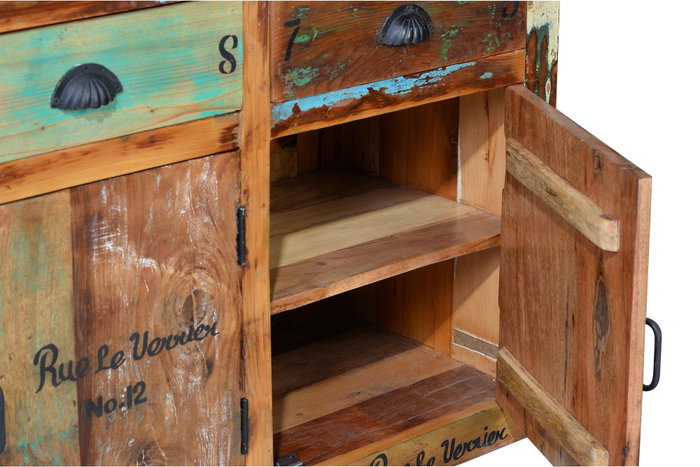 GINER Y COLOMER Aparador de madera reciclada multicolor